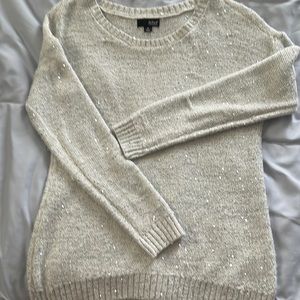 White Sweater with Sparkle Sequins - Medium